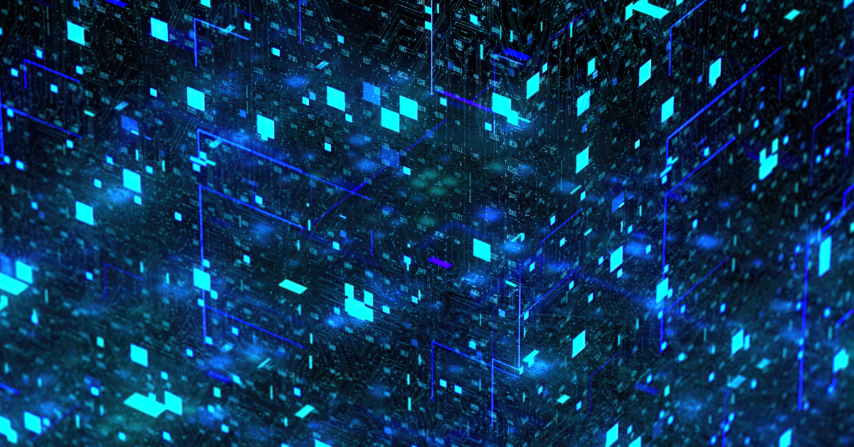 Blue and Green gridded cyber network